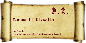 Manowill Klaudia névjegykártya